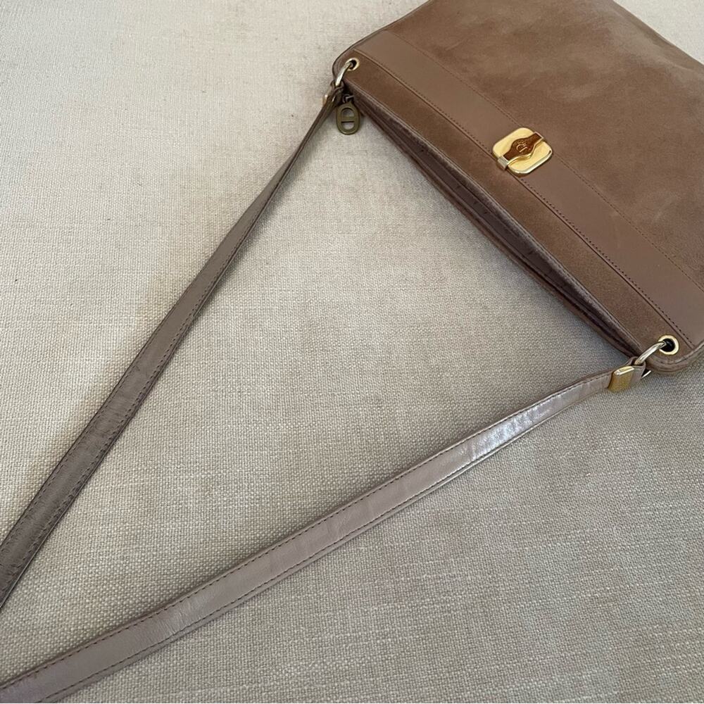 DIOR Christian Dior Taupe / Light Brown Suede Leather Shoulder Bag - Picture 13 of 16
